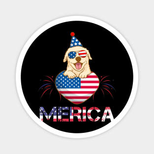 Cute Dog Merica Memorial Day Patriot Magnet